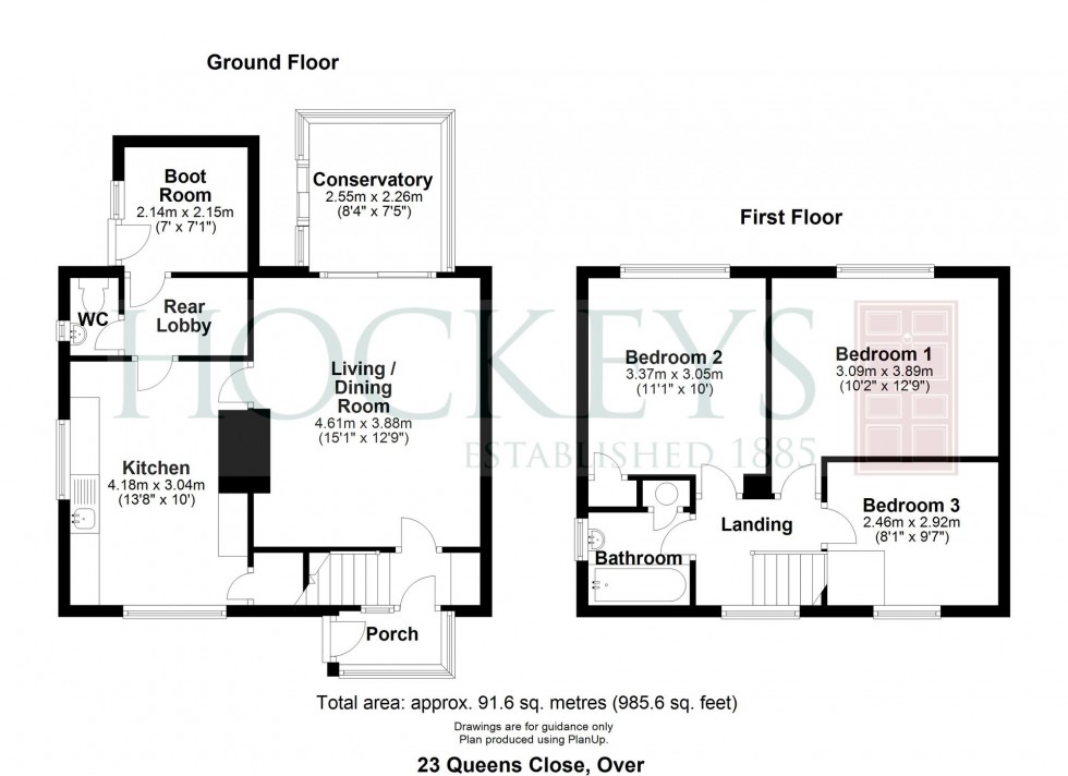 Floorplan for Queens Close, Over, CB24