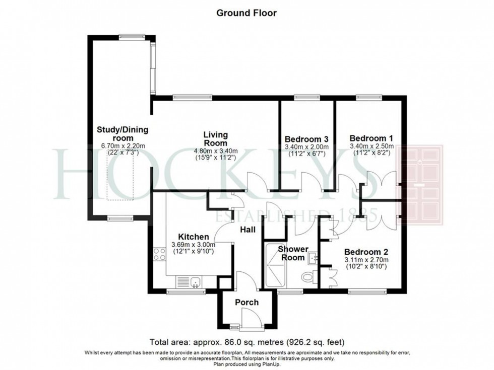 Floorplan for Holme Close, Oakington, CB24