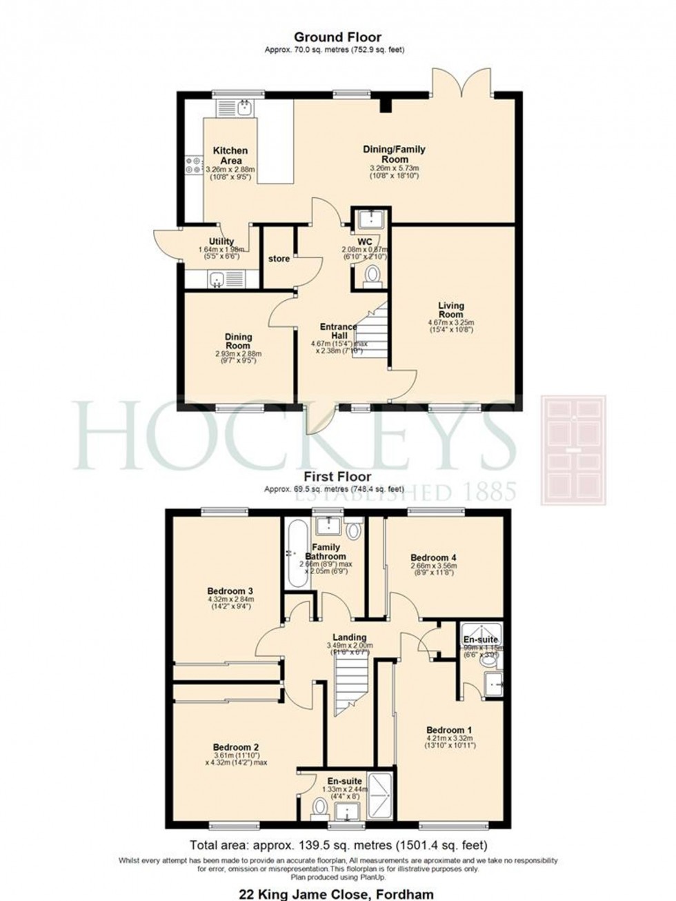 Floorplan for King James Close, Fordham, CB7