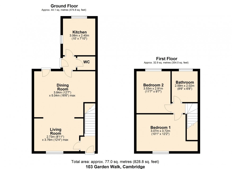 Floorplan for Garden Walk, Cambridge, CB4