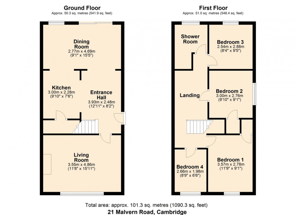 Floorplan for Malvern Road, Cambridge, CB1